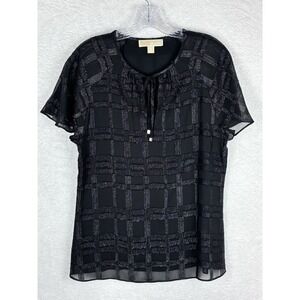 MICHAEL KORS Women' Blouse‎ Metallic Designs W Tassel Black Size S